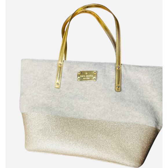 Kate Spade Harmony Frosted Gold Wool Tote J680 Limited Edition - Picture 7 of 8